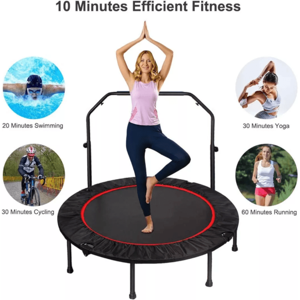 Mini trampolín fitness de 40” con barra ajustable