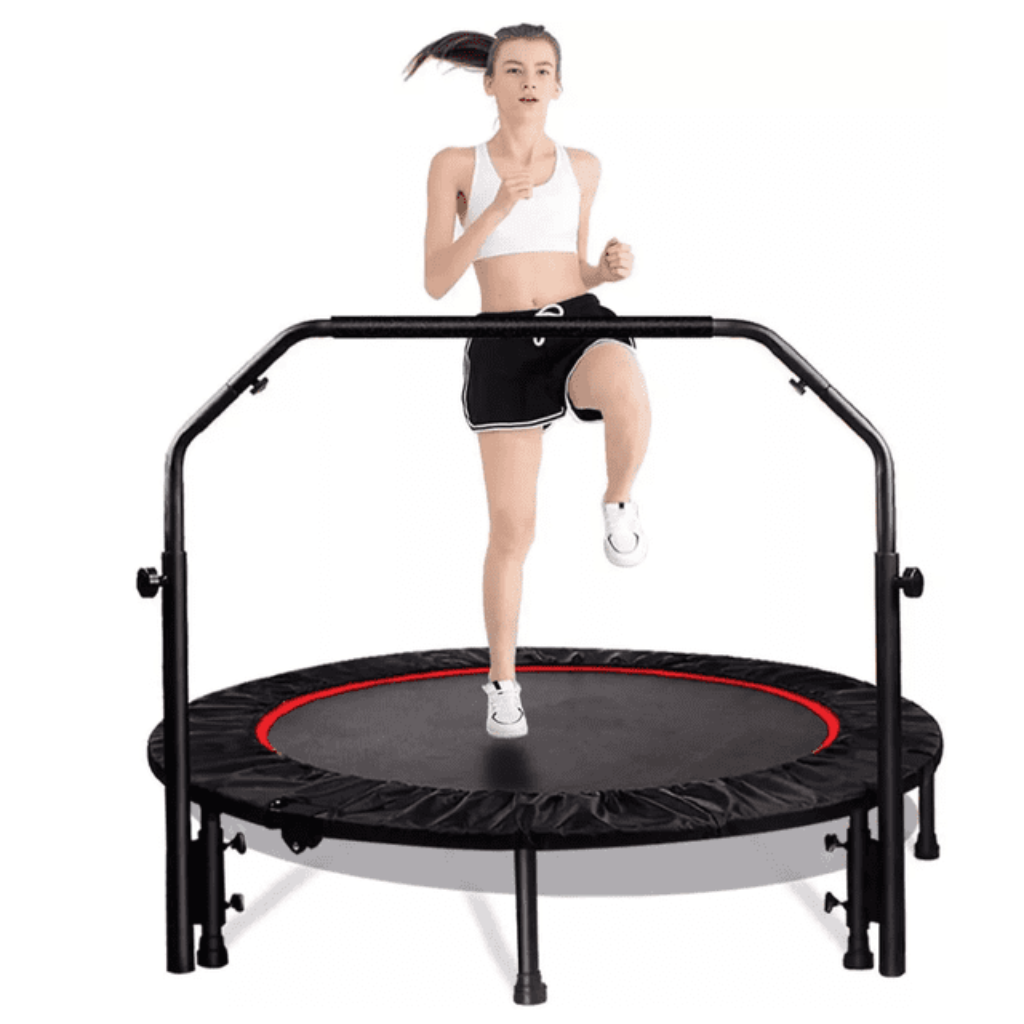 Mini trampolín fitness de 40” con barra ajustable