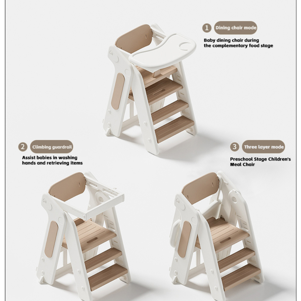 Torre de Aprendizaje Montessori y Silla de Comedor Multifuncional Plegable para Niños – 5 en 1