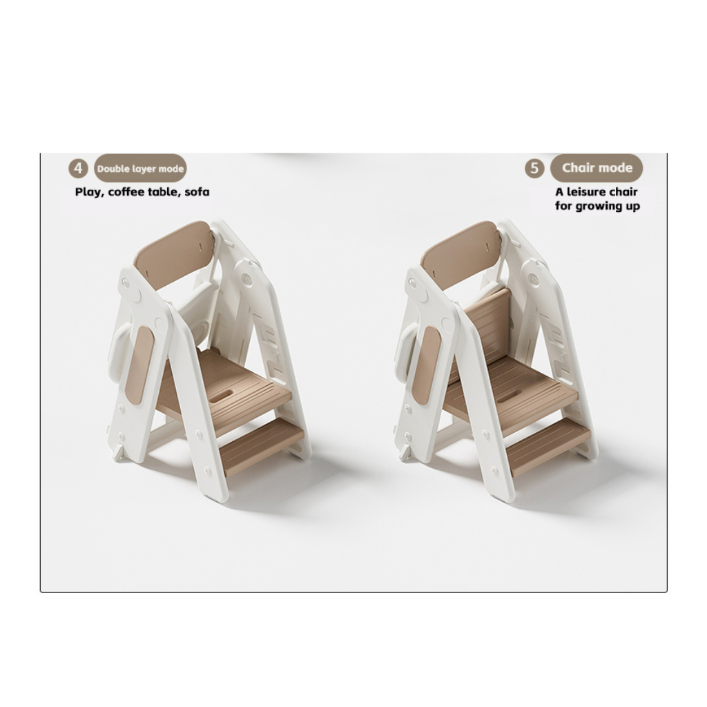 Torre de Aprendizaje Montessori y Silla de Comedor Multifuncional Plegable para Niños – 5 en 1