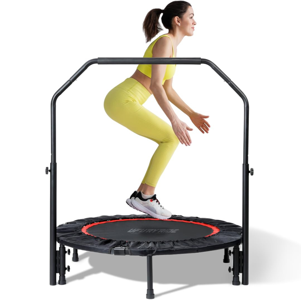 Mini trampolín fitness de 40” con barra ajustable