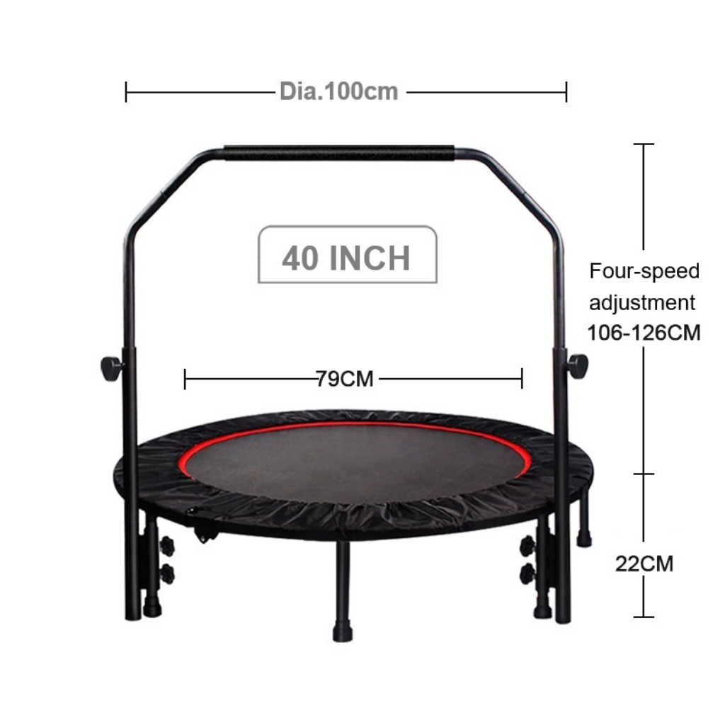 Mini trampolín fitness de 40” con barra ajustable