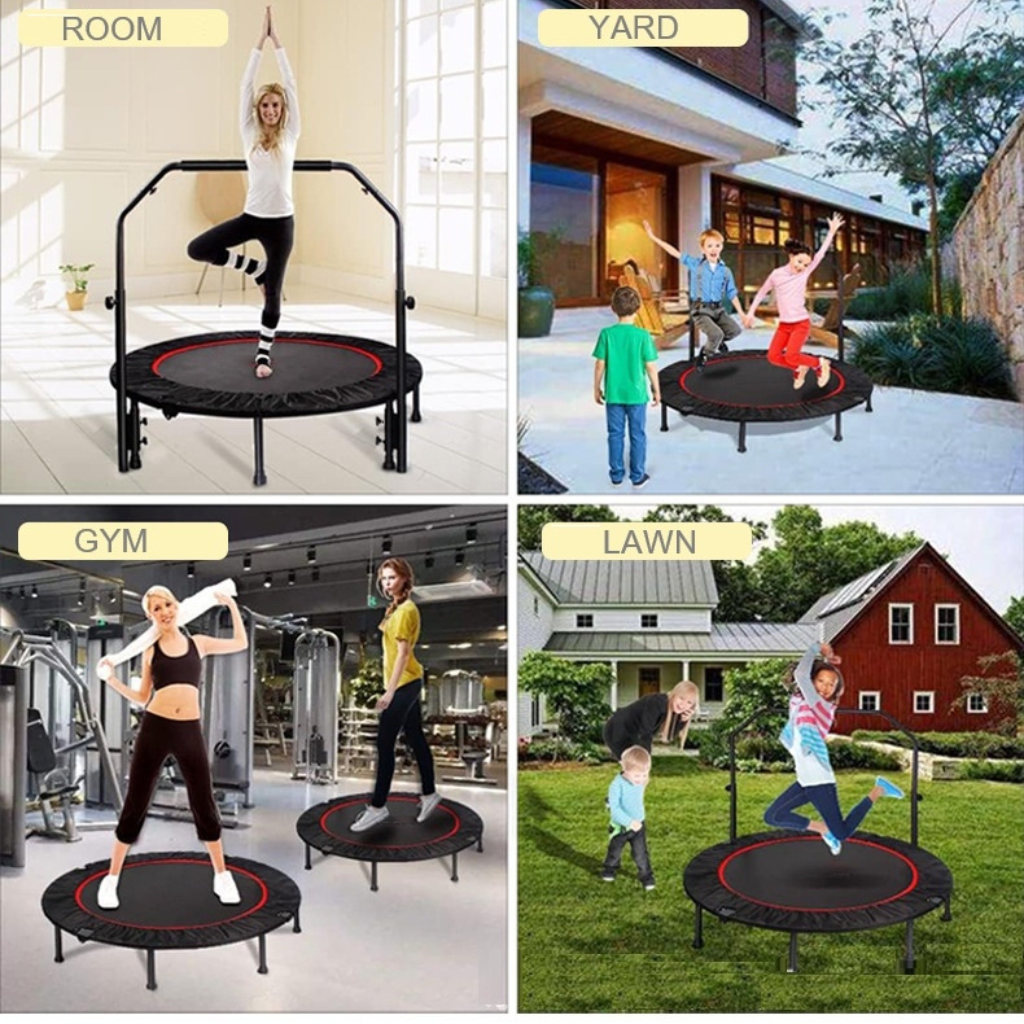 Mini trampolín fitness de 40” con barra ajustable