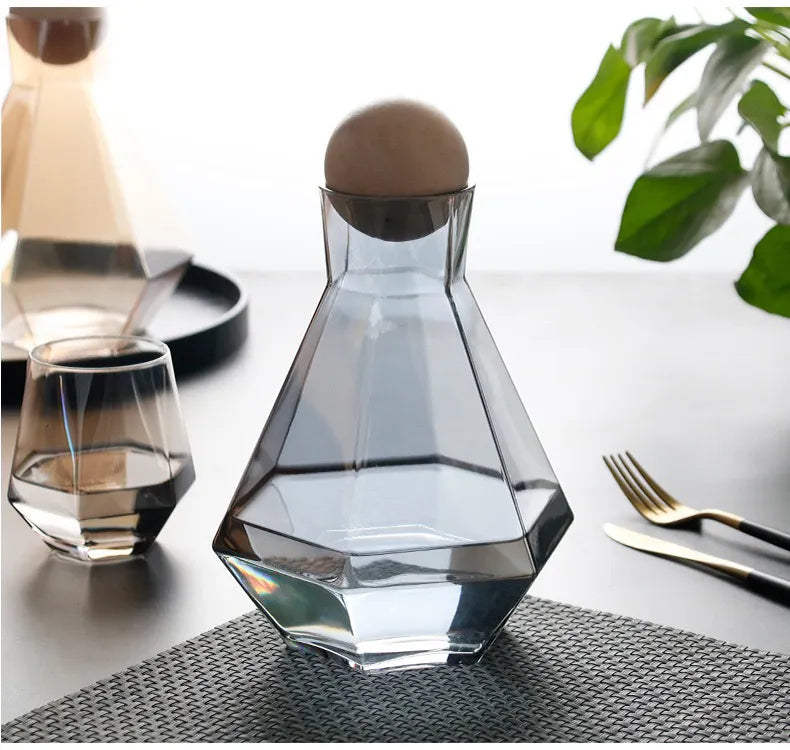 Set de Jarra y Vasos de Vidrio con Diseño de Diamante