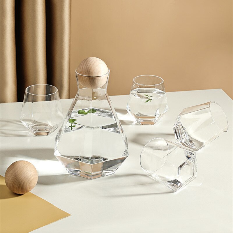 Set de Jarra y Vasos de Vidrio con Diseño de Diamante