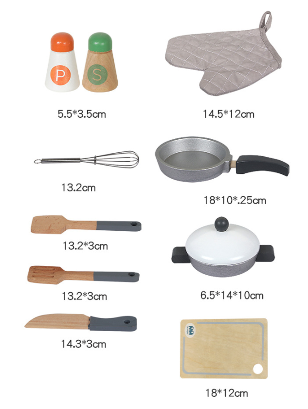 Cocina de Madera con Nevera y Microondas