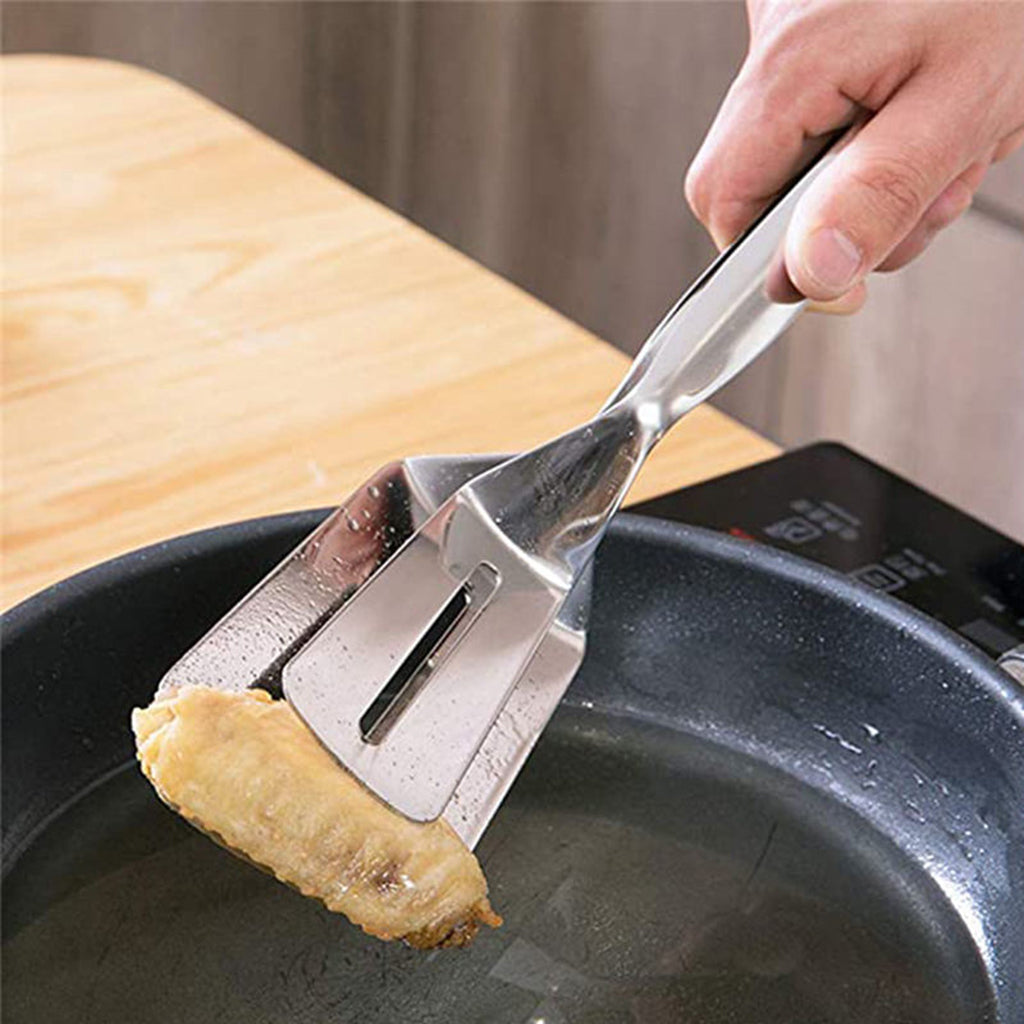 Espátula y Pinza de Acero Inoxidable 2 en 1