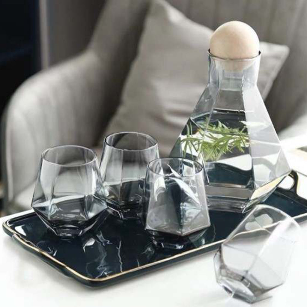 Set de Jarra y Vasos de Vidrio con Diseño de Diamante