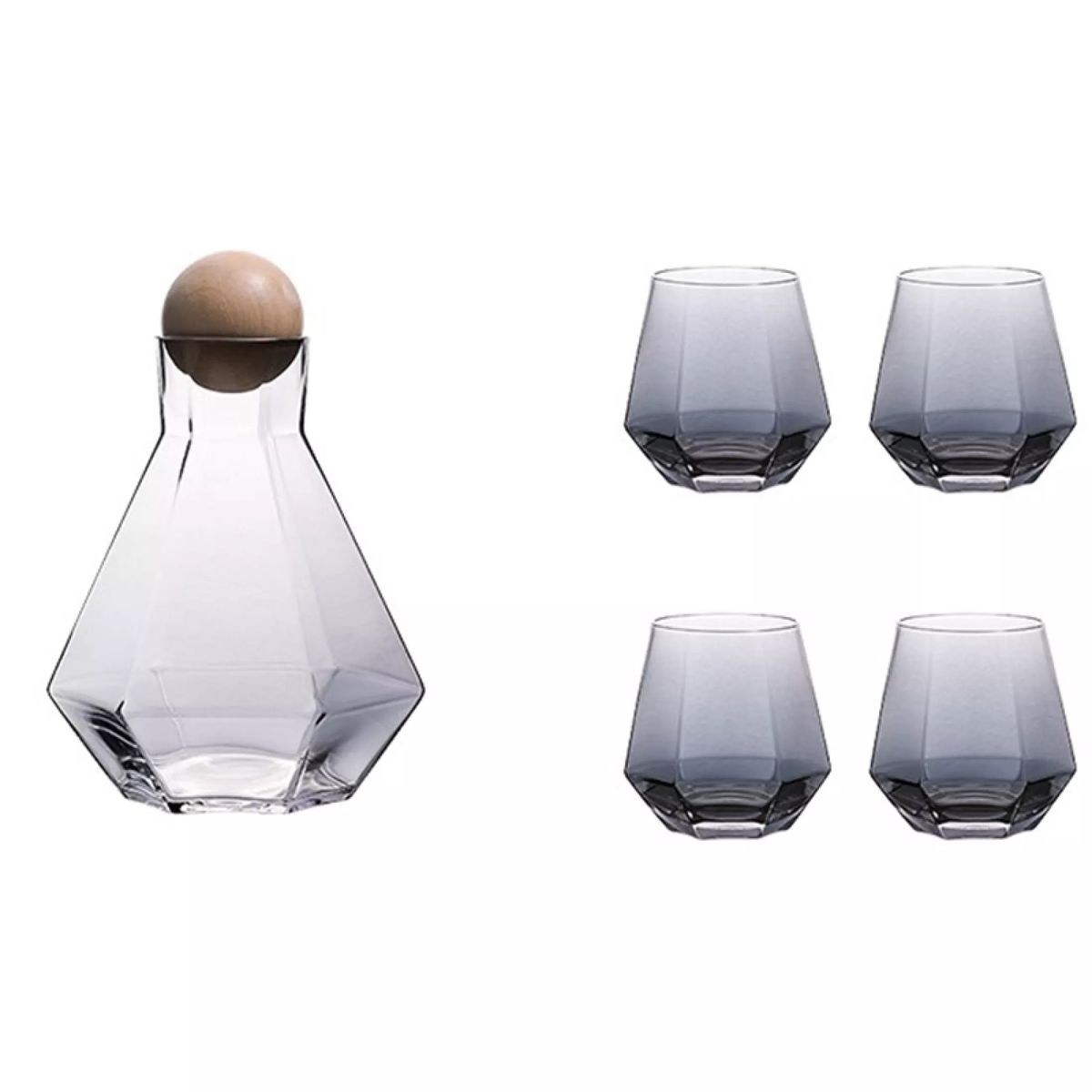 Set de Jarra y Vasos de Vidrio con Diseño de Diamante