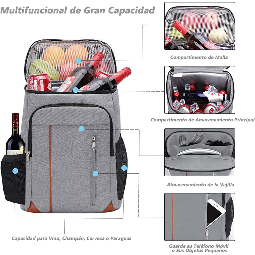 Hielera Mochila Impermeable con Bolsillos Multifuncionales