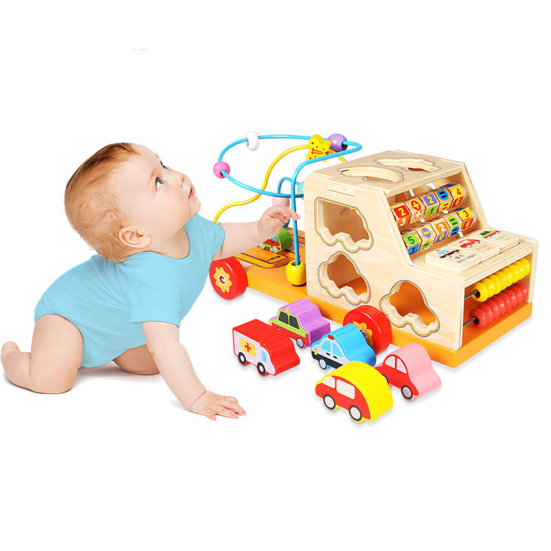 Coche de madera de aprendizaje multifuncional