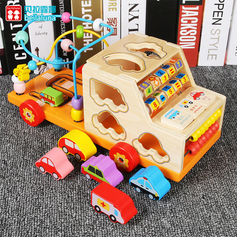 Coche de madera de aprendizaje multifuncional